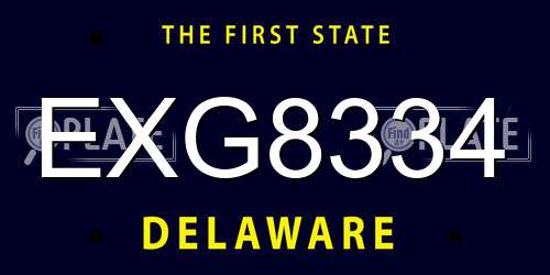 EXG8334 Delaware License Plate