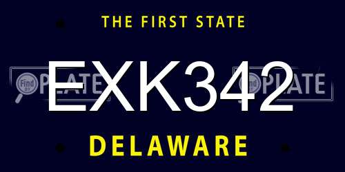 EXK342 Delaware License Plate