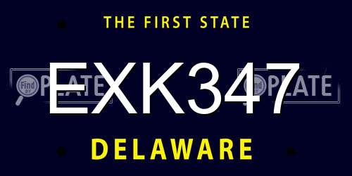 EXK347 Delaware License Plate