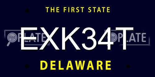 EXK34T Delaware License Plate