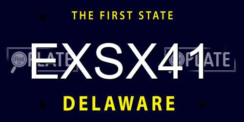 EXSX41 Delaware License Plate