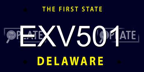 EXV501 Delaware License Plate