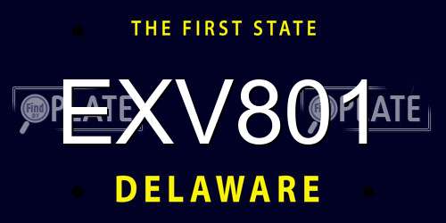 EXV801 Delaware License Plate