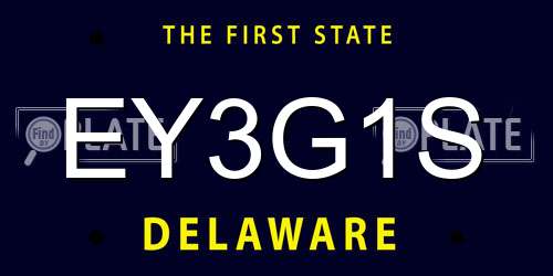 EY3G1S Delaware License Plate