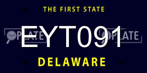 EYT091 Delaware License Plate