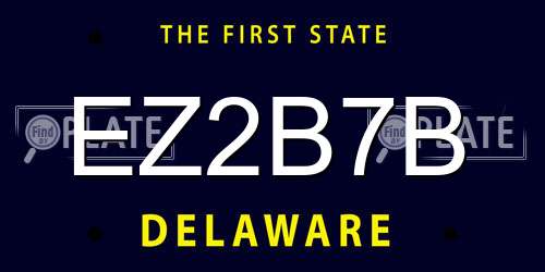 EZ2B7B Delaware License Plate