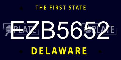EZB5652 Delaware License Plate
