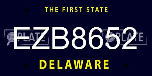 EZB8652 Delaware License Plate