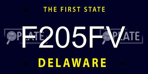 F205FV Delaware License Plate