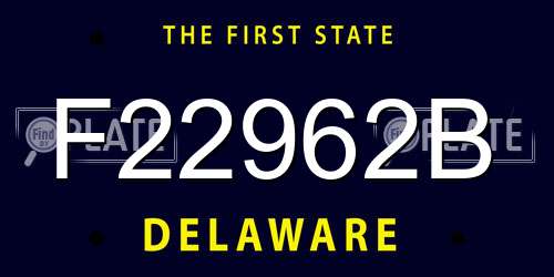 F22962B Delaware License Plate