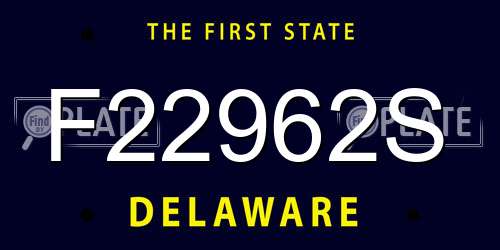 F22962S Delaware License Plate