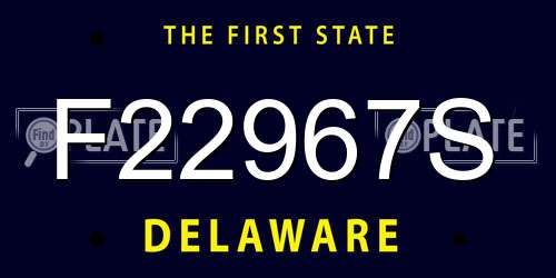 F22967S Delaware License Plate