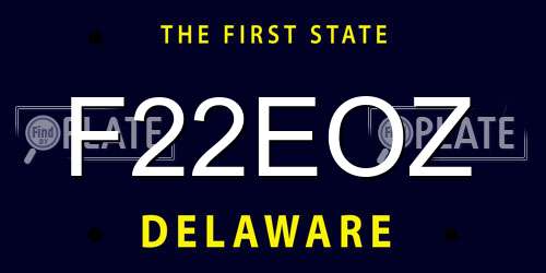 F22EOZ Delaware License Plate