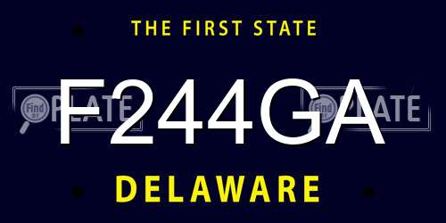 F244GA Delaware License Plate