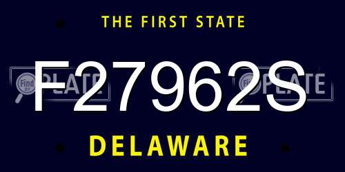 F27962S Delaware License Plate
