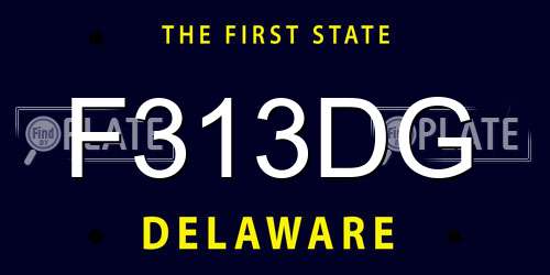 F313DG Delaware License Plate