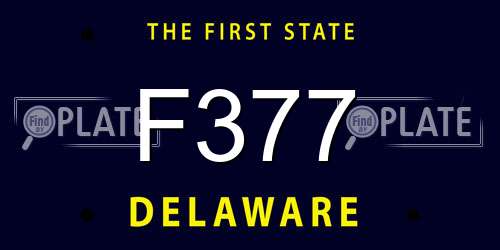 F377 Delaware License Plate