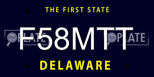F58MTT Delaware License Plate