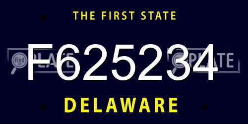 F625234 Delaware License Plate