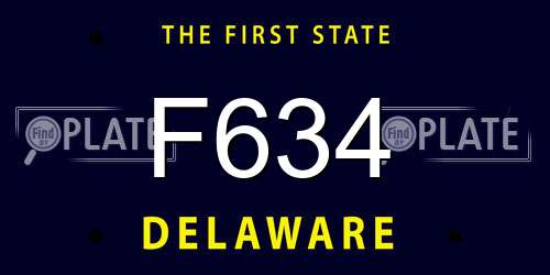 F634 Delaware License Plate