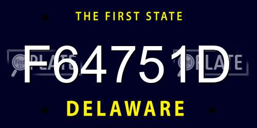 F64751D Delaware License Plate