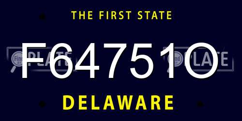 F64751O Delaware License Plate