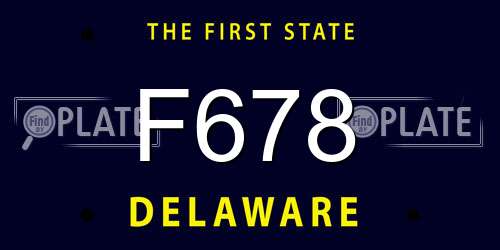 F678 Delaware License Plate