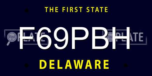 F69PBH Delaware License Plate