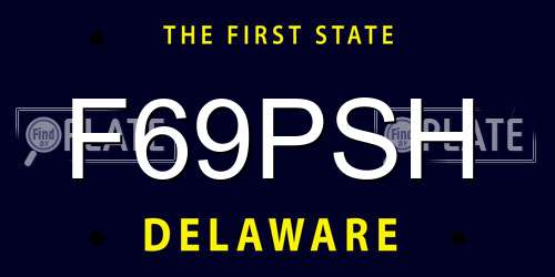 F69PSH Delaware License Plate