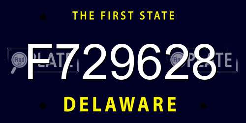 F729628 Delaware License Plate