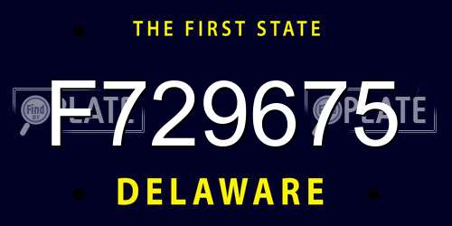 F729675 Delaware License Plate