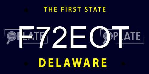 F72EOT Delaware License Plate