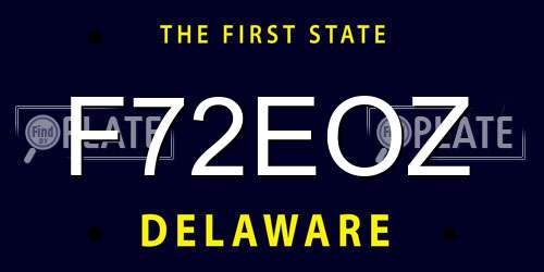 F72EOZ Delaware License Plate