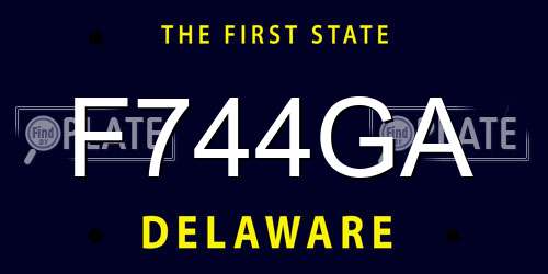 F744GA Delaware License Plate