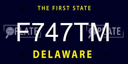F747TM Delaware License Plate
