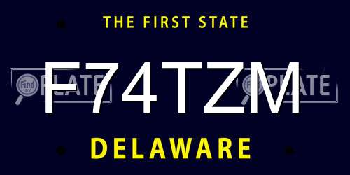 F74TZM Delaware License Plate