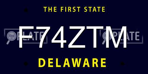 F74ZTM Delaware License Plate