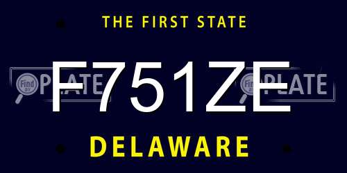 F751ZE Delaware License Plate