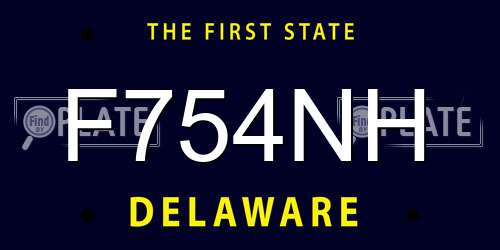 F754NH Delaware License Plate