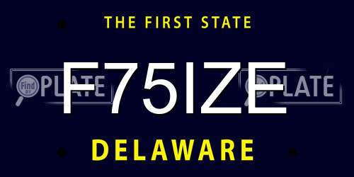 F75IZE Delaware License Plate