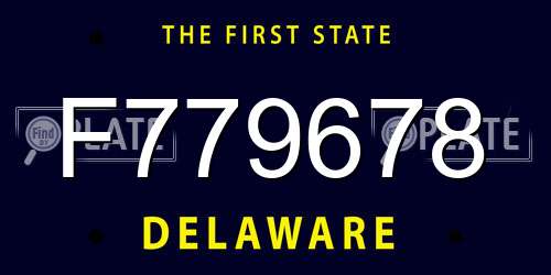 F779678 Delaware License Plate