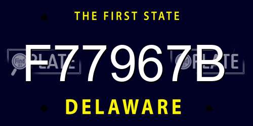 F77967B Delaware License Plate