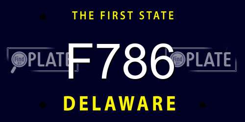 F786 Delaware License Plate