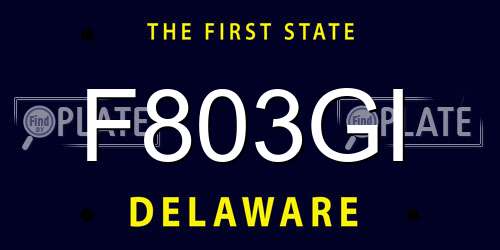 F803GI Delaware License Plate