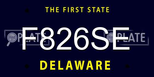 F826SE Delaware License Plate