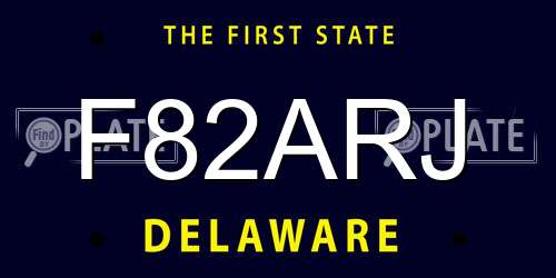 F82ARJ Delaware License Plate