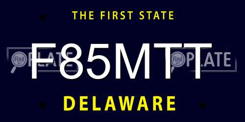 F85MTT Delaware License Plate