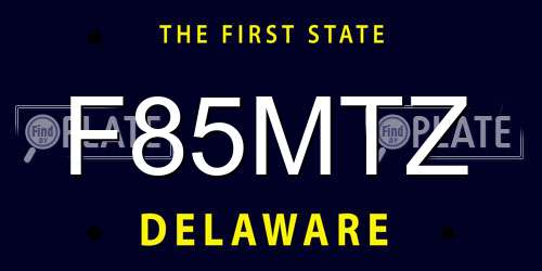 F85MTZ Delaware License Plate