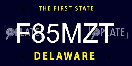 F85MZT Delaware License Plate