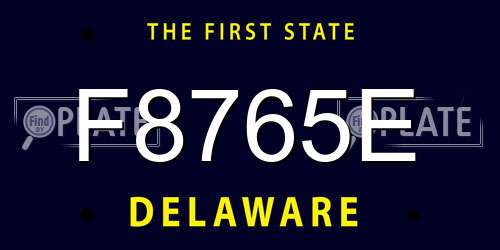 F8765E Delaware License Plate